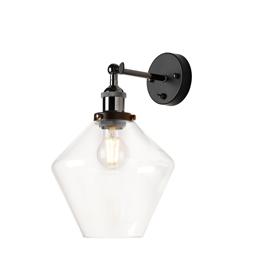DK1149  Cawdor Wall Light, 1 Light E27, Black Chrome/Black/Clear Diamond Glass
